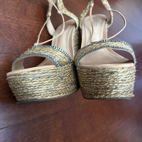 Schutz Natural Desert Aveline Lace Up Wedge Espadrilles Sandals Size 8.5 - Picture 7 of 16